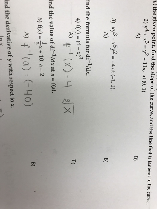 Solved At The Given Point Find The Slope Of The Curve A Chegg Com