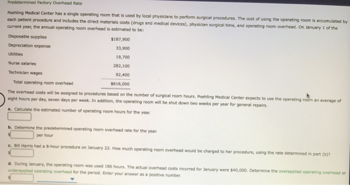 Solved Predetermined Factory Overhead Rate Peehiling Medi