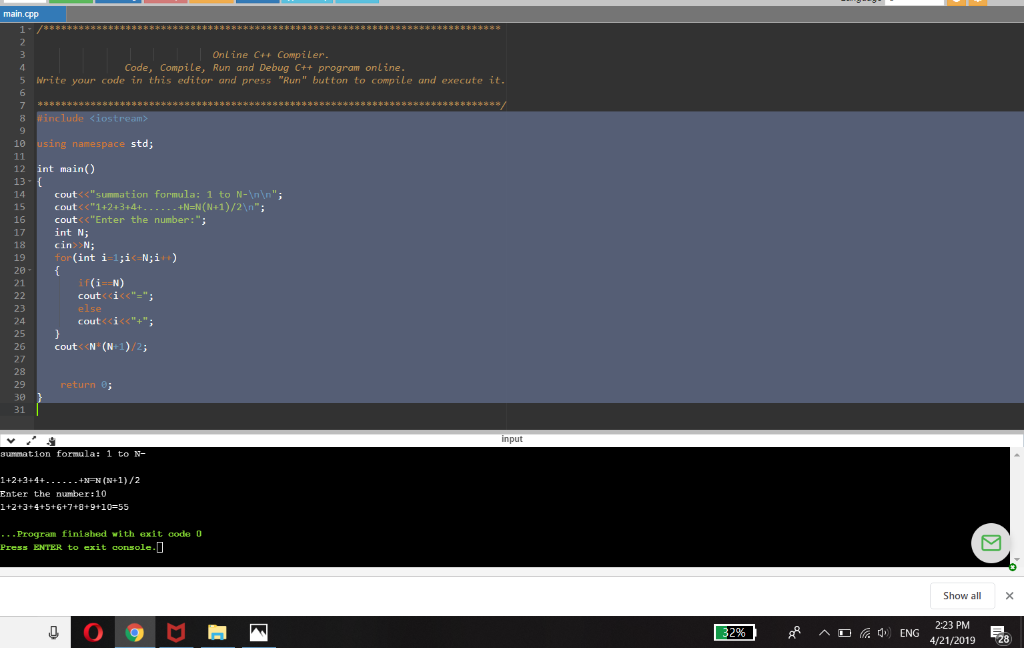 main.cpp Online C+ Compiler Code, Compile, Run and Debug C++ program online Write your code in this editor and press Run bu