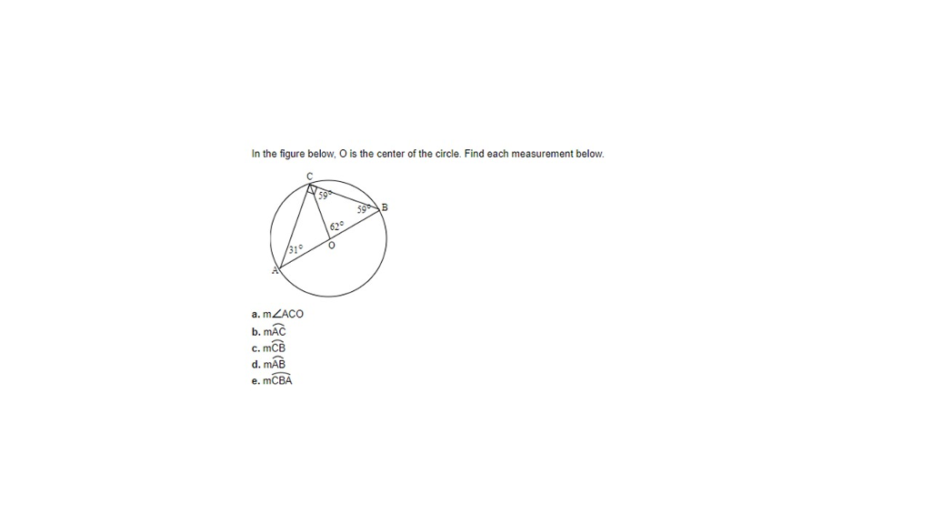 Solved N The Figure Below O Is The Center Of The Circle Chegg Com