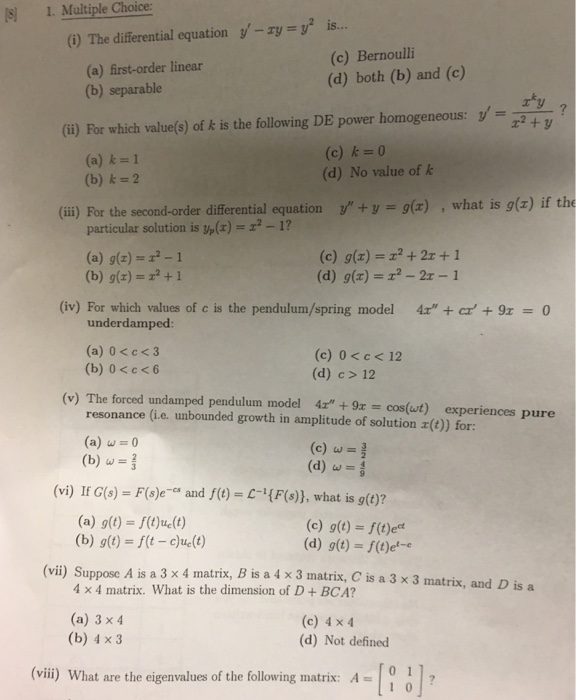 Solved S 1 Multiple Choice 2 Is C Bernoulli D Both Chegg Com