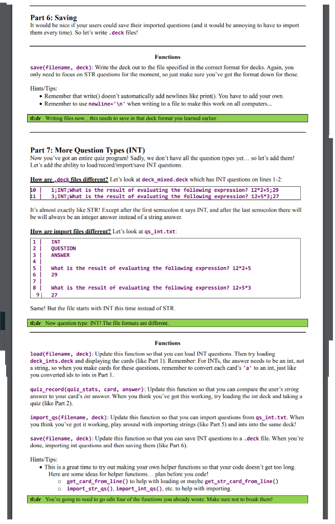 Part 6: Saving It would be nice if your users could save their imported questions (and it would be annoying to have to import