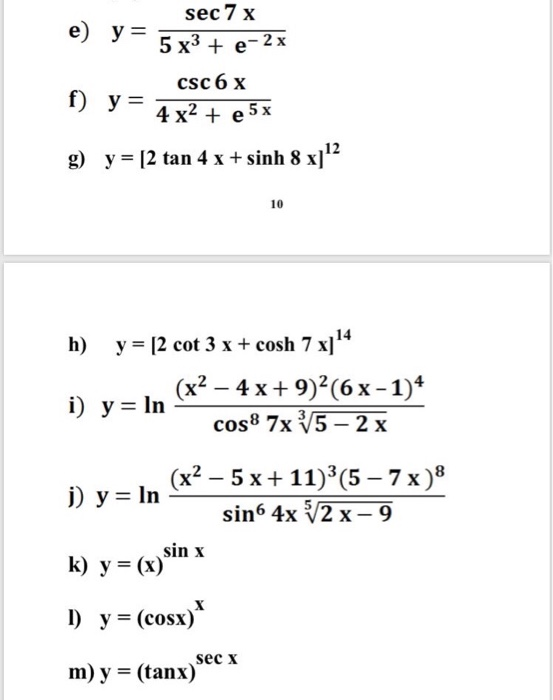 Solved Sec7 X 5 X3 E 2 X Csc6 X 2 5 X G Y 2 Tan 4 X Chegg Com
