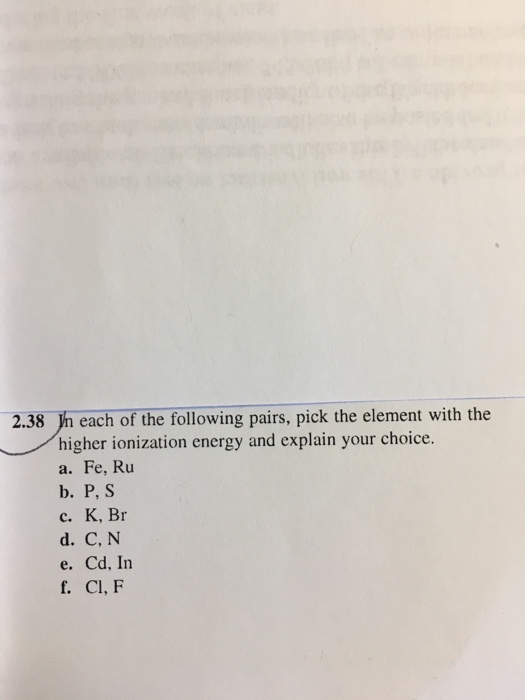 Solved In Each Of The Following Pairs Pick The Element W Chegg Com