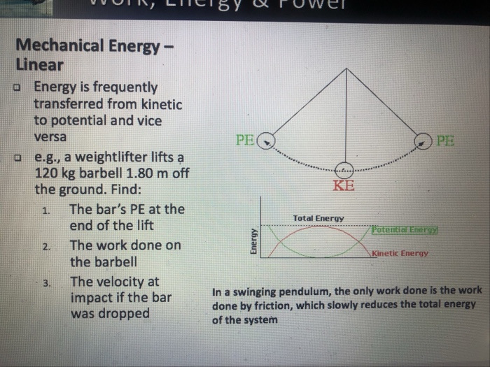 Solved Mechanical Energy Linear O Energy Is Frequently Tr Chegg Com