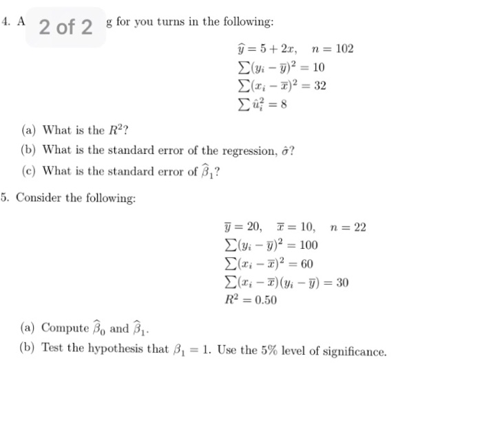 Solved 4 A 2 Of 2 For You Turns In The Following Y 5 2x Chegg Com