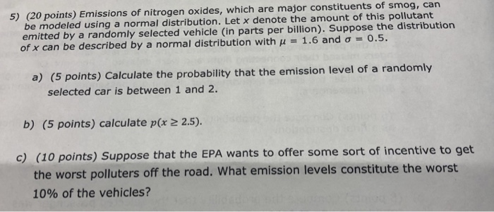Solved 5 Points Emissions Of Nitrogen Oxides Which Chegg Com
