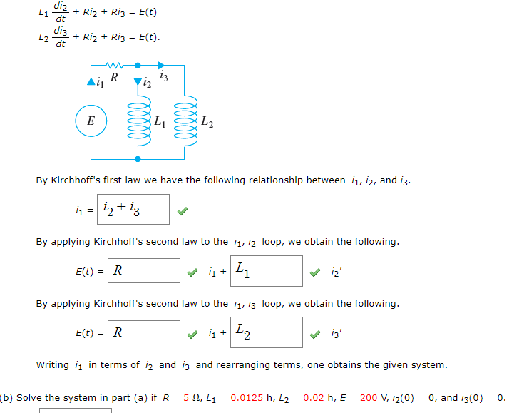 Solved B Solve The System In Part A If R 5 W L1 Chegg Com