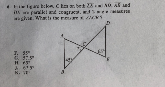 Solved 6 In The Figure Below C Lies On Both Ae And Bd Chegg Com