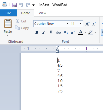 File HomeView Cut Copy Courier New Paste Clipboard Font 45 7 4 6 10 15 75