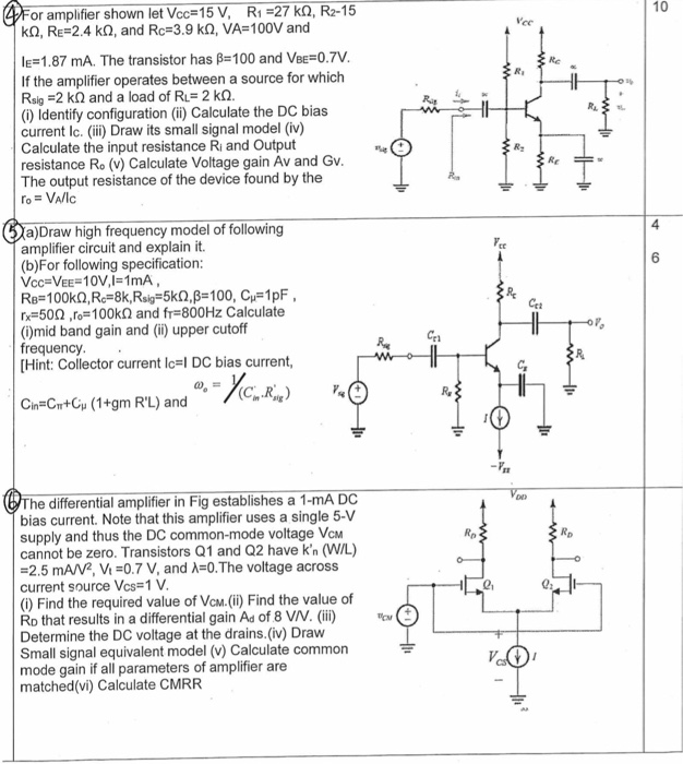 Solved 4 Draw Basic Circuit Model For All Types Of Amplif Chegg Com