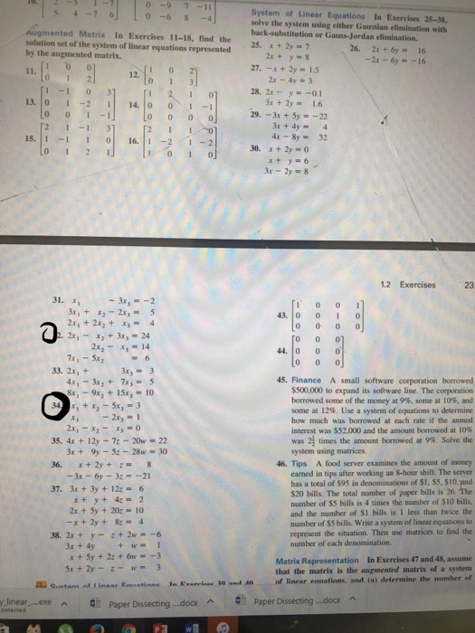 Solved Augmented Matrix In Exercises 11 18 Find The Chegg Com