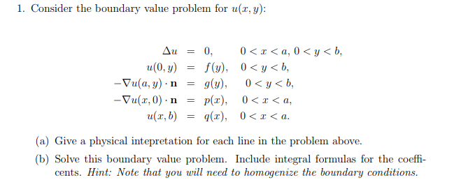 1 Consider The Boundary Value Problem For U R Y Chegg Com