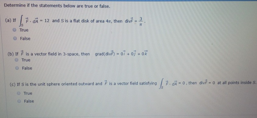 Solved Determine If The Statements Below Are True Or Fals Chegg Com