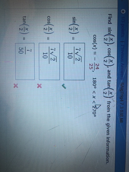 Solved Find Sing Cos And Tan F 2x 2 From The Given I Chegg Com