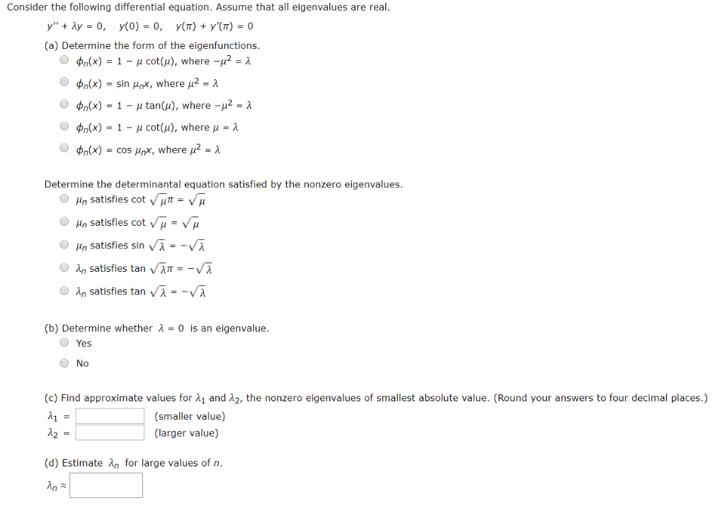 Solved Consider The Following Differential Equation Assu Chegg Com