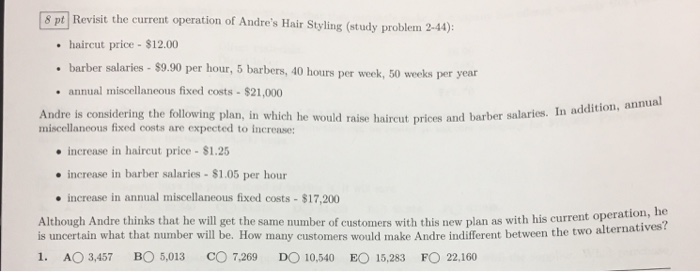 Solved Revisit The Current Operation Of Andre S Hair Styl