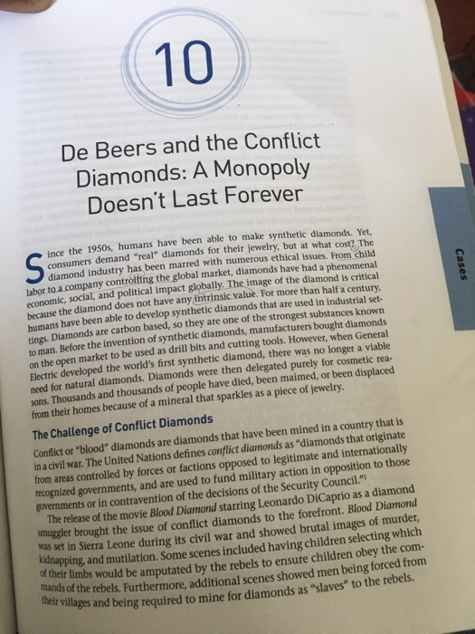 Solved 1. Read Case 10: De Berrs and the Conflict Diamonds