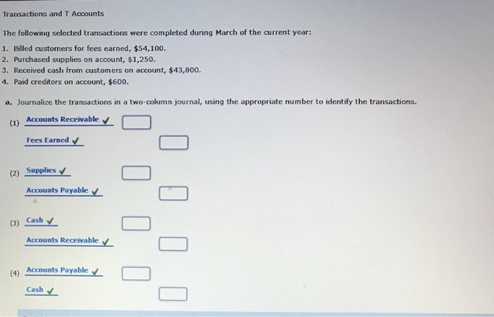Solved Transactions and T Accounts The following selected | Chegg.com