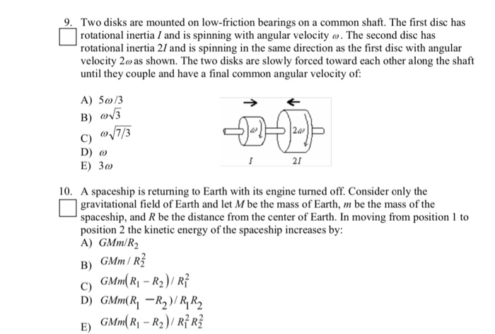 Solved 9. Two Disks Are Mounted On Lowfriction Bearings