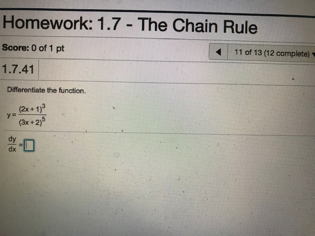 Solved Homework 1 7 The Chain Rule Score 0 Of 1 Pt 11 O
