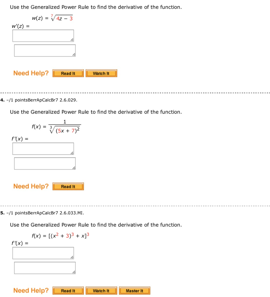 Solved Use The Generalized Power Rule To Find The Derivat Chegg Com