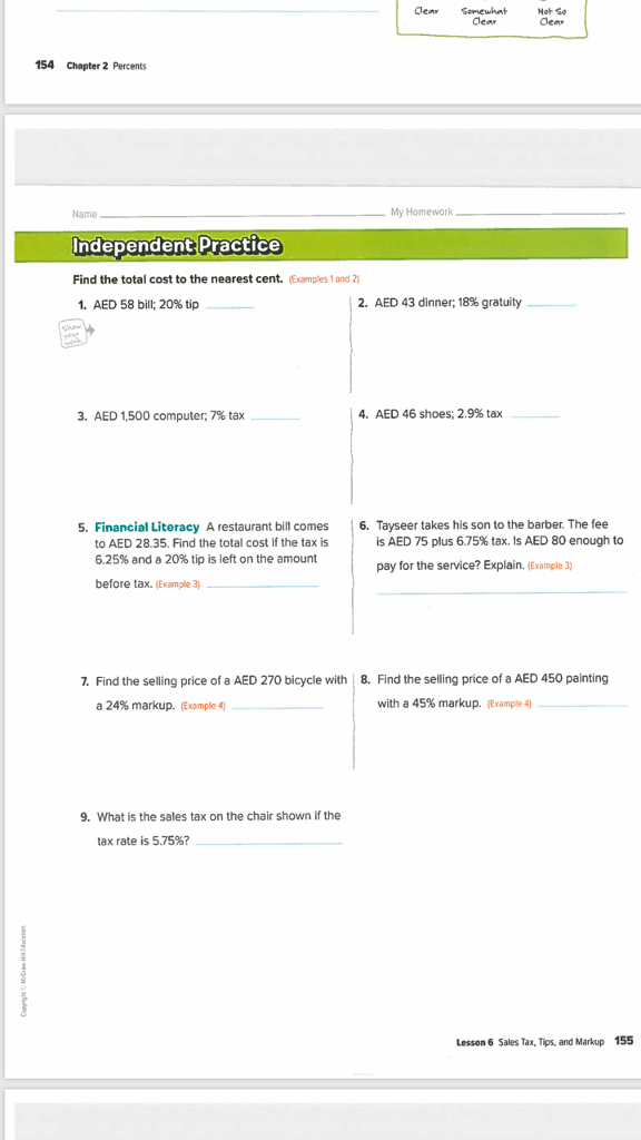 Clear Clea 154 Chapter 2 Percents Name My Homework Chegg 