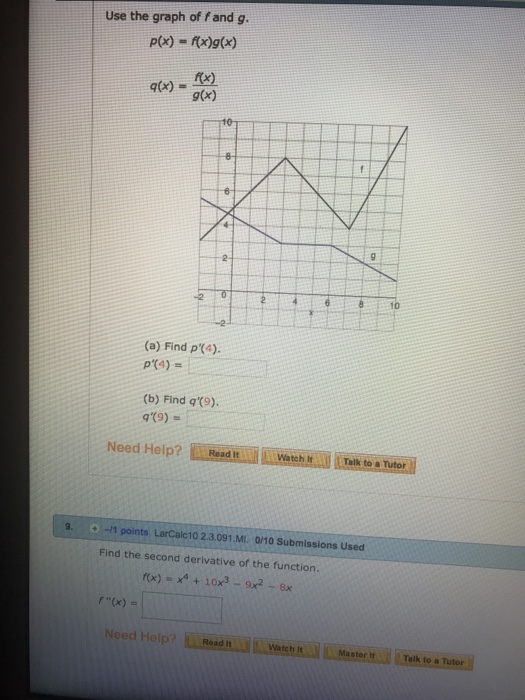 Solved Use The Graph Of Fand G P X F G X Q X G X Chegg Com