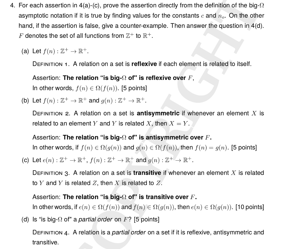 Solved 4 Assertion 4 C Prove Assertion Directly Definition Big 2 Asymptotic Notation True Finding Q