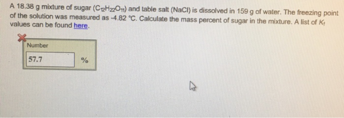 Solved A 18 38 G Mixture Of Sugar Czhzon And Table Salt