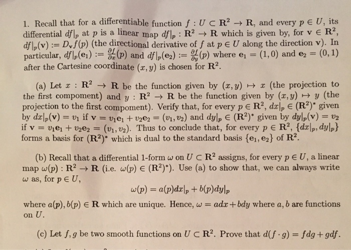 Solved 1 Recall That For A Differentiable Function F U C Chegg Com