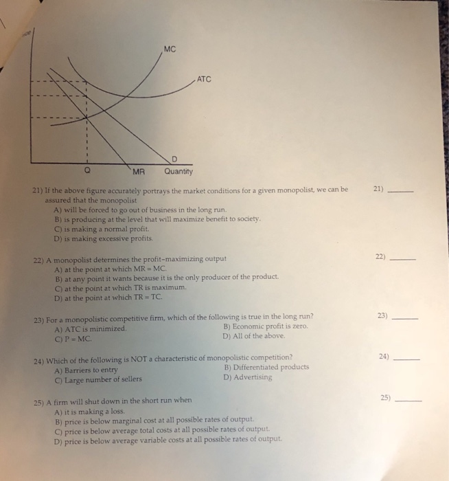 Solved Mc Ats Mr Quantity 21 If The Above Figure Accurat Chegg Com