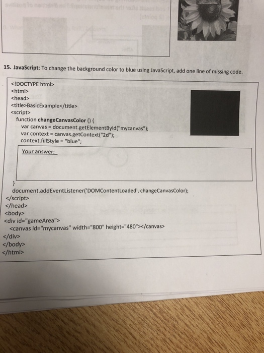 Solved 15. JavaScript: To change the background color to 