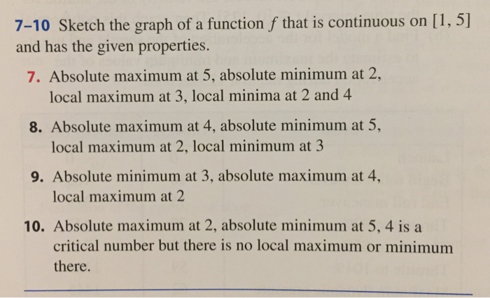 Solved 7 10 Sketch The Graph Of A Function F That Is Cont