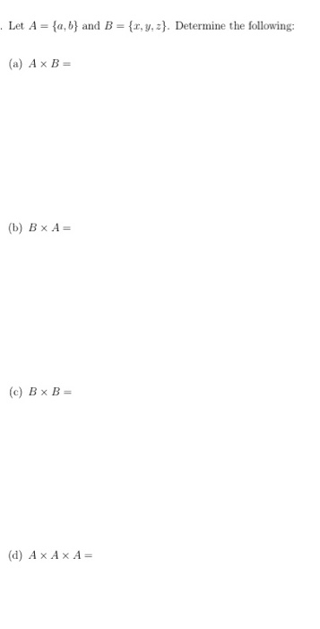 Solved Let A Fa B And B R Y Z Determine The Following Chegg Com