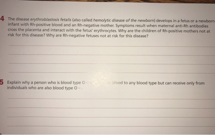 4 The Disease Erythroblastosis Fetalis Also Called Chegg Com