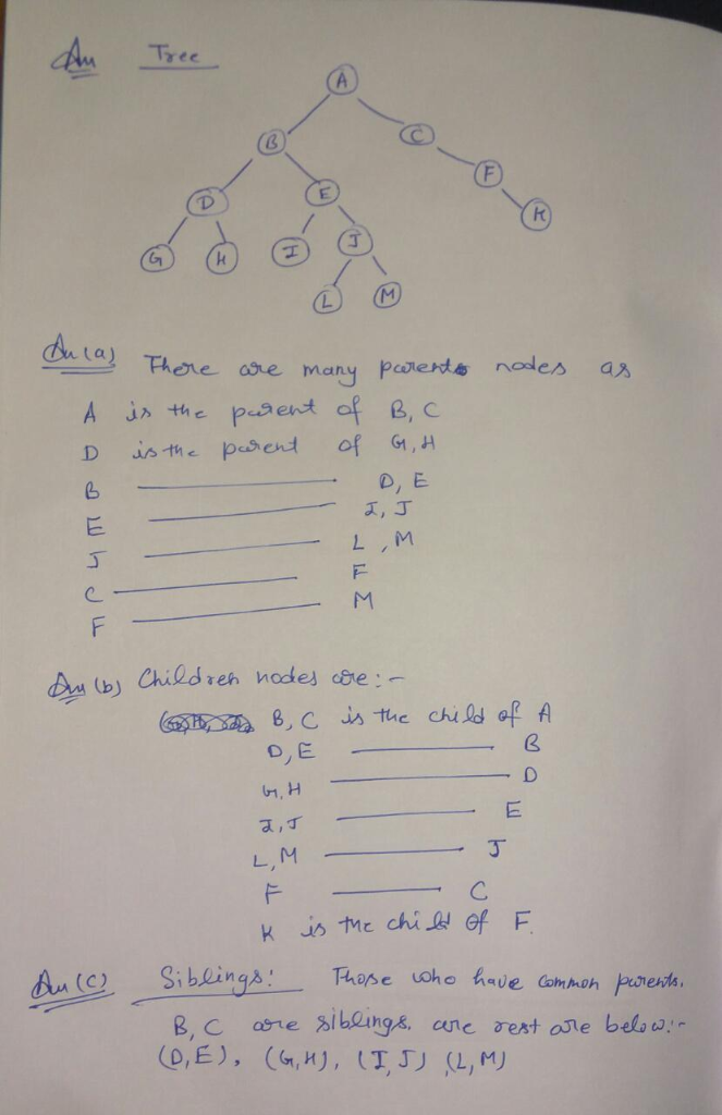 Tree There are many pauerte nodes as D, E 1, J 버,H 丁 (0, E), (G(M), (TSJ (L, M丿