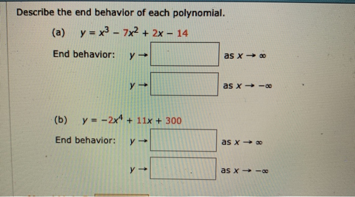 Solved Describe The End Behavior Of Each Polynomial Chegg Com