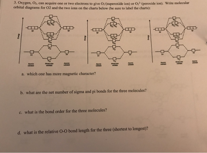 Solved 3 Oxygen O2 Can Acquire One Or Two Electrons To Chegg Com
