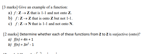 3 Marks Give An Example Of A Function A F Z Z Chegg Com