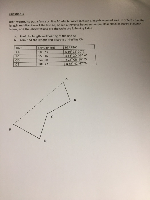 Solved Question 3 John Wanted To Put A Fence On Line Ae W Chegg Com