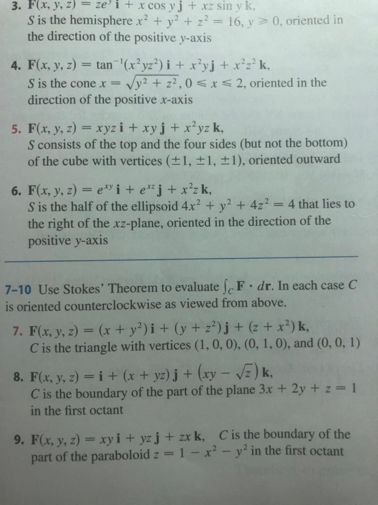 Solved 113 Section 16 8 Stokes Theorem 10 F X Y Z 2y I Chegg Com