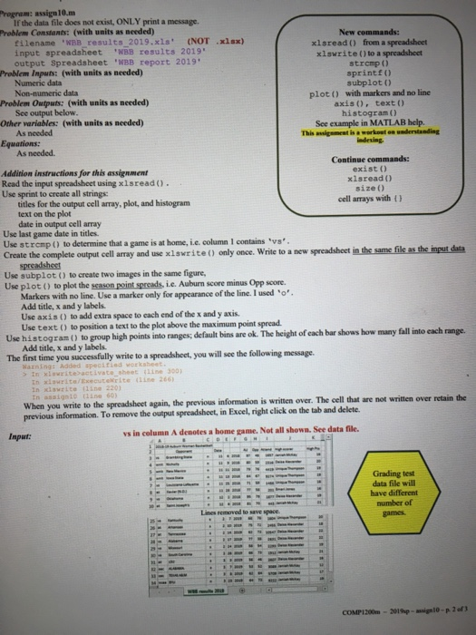 rogram: assign 10.m Problem Constants: (with units as needed) If the data file does not exist, ONLY print a message. New comm