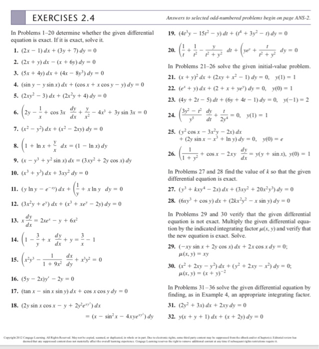 Solved Exercises 2 4 Answers To Selected Odd Numbered Chegg Com