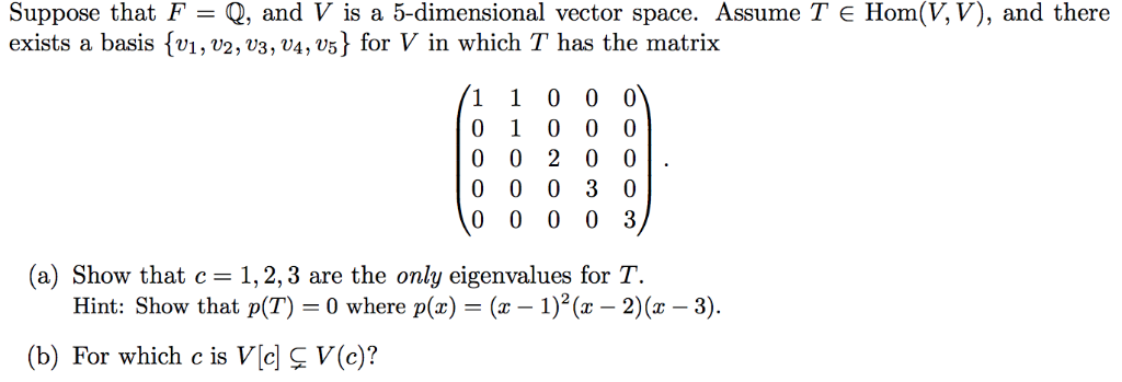 Solved Suppose That F Q And V Is A 5 Dimensional Vector Chegg Com