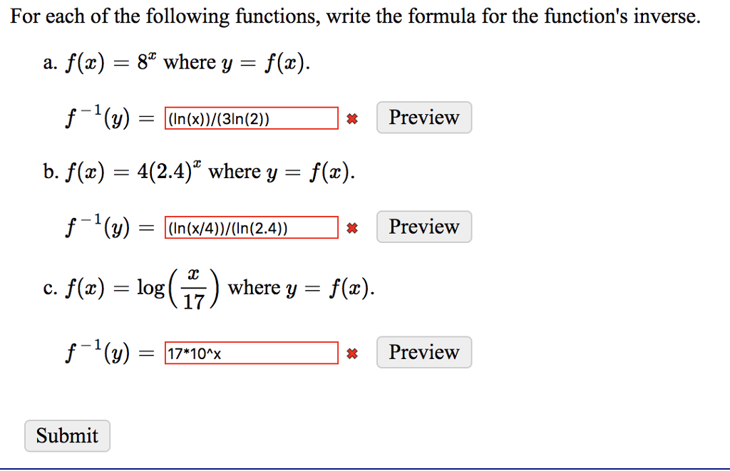 For Each Of The Following Functions Write The Chegg Com