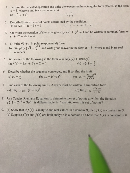 Solved 1 Perform The Indicated Operation And Write The E