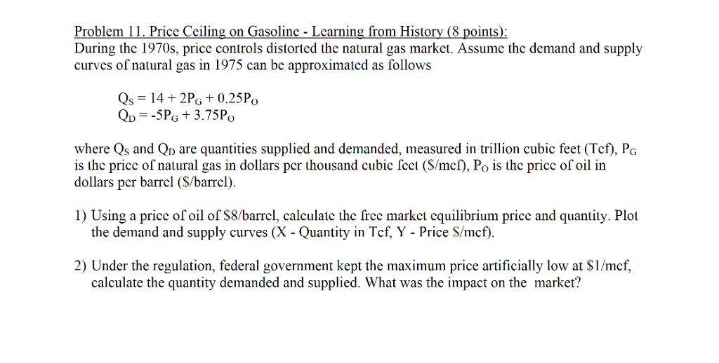 Solved Problem 11 Price Ceiling On Gasoline Learning Fr