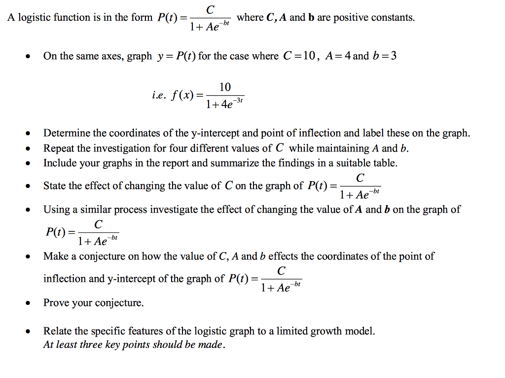 Solved A Logistic Function Is In The Form P T Where C Chegg Com