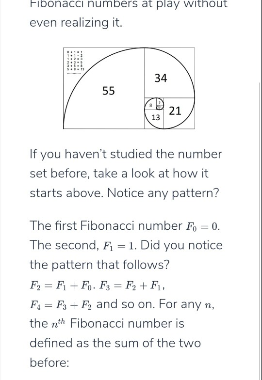 Solved One Amazing Sets Numbers Set Called Fibonacci Numbers Set Numbers Begins 0 1 1 2 3 5 8 13 Q